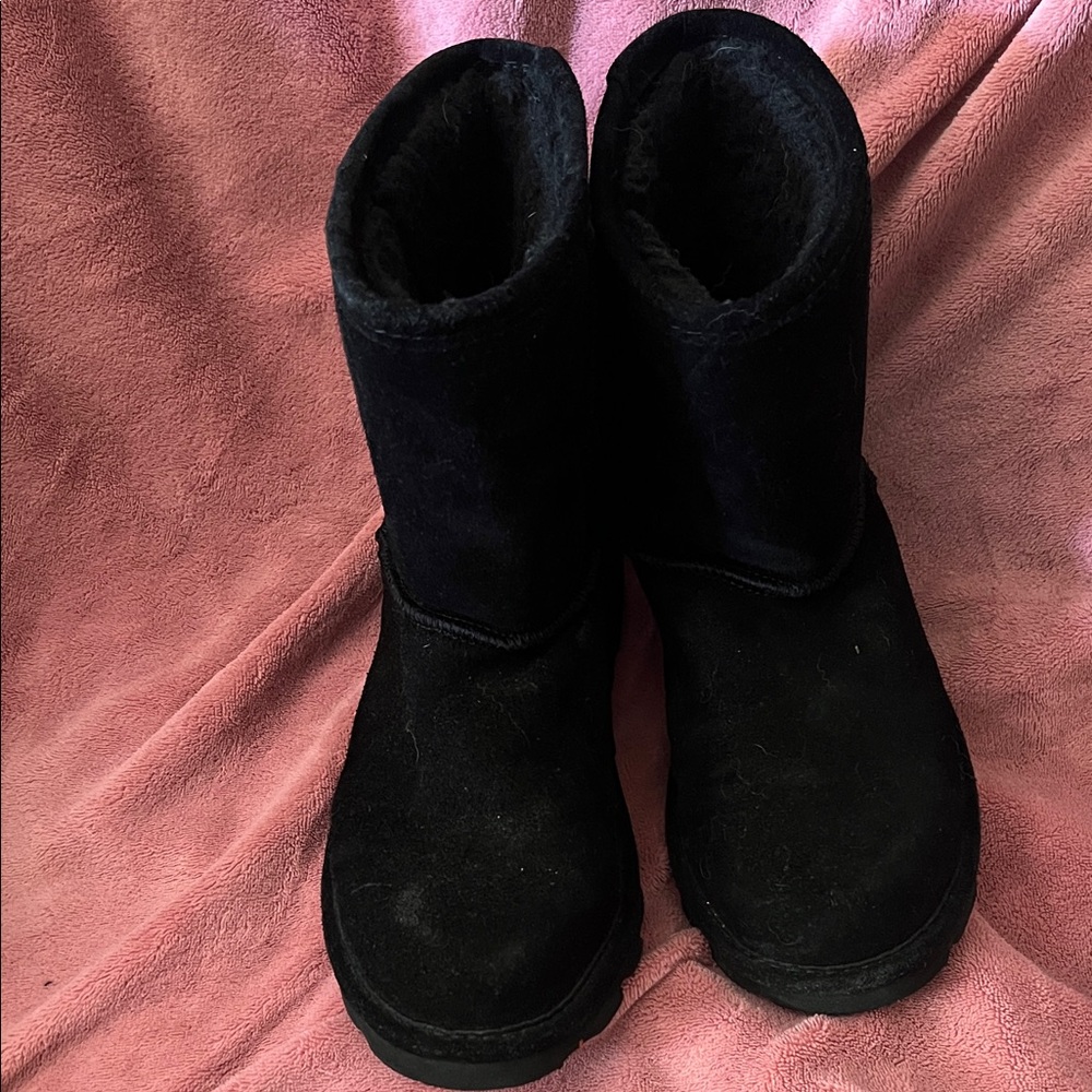 Kids BearPaw Black Suede Boots
